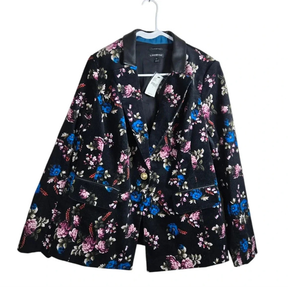 Lane Bryant Women’s Black Floral Suede Blazer In Size 16 - Picture 1 of 8